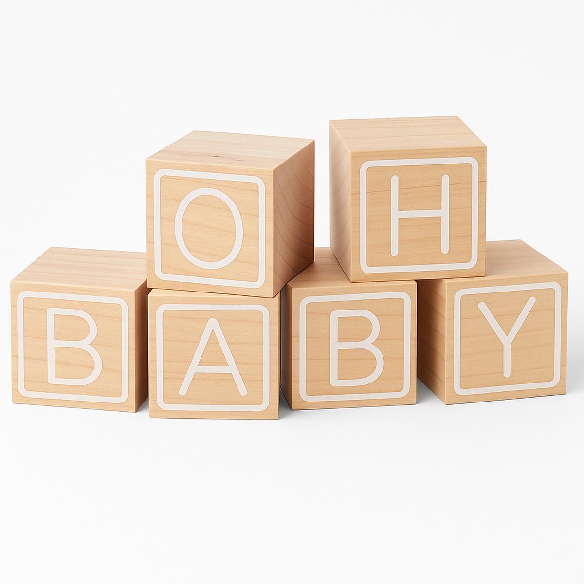 "Oh Baby" Wooden Guest Book Blocks for Baby Shower